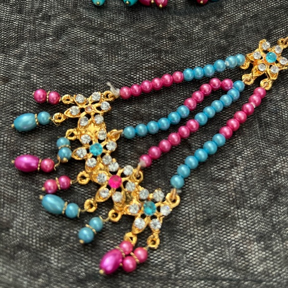 Indian Pakistani jhumka tikka earrings necklace set - Picture 11 of 16